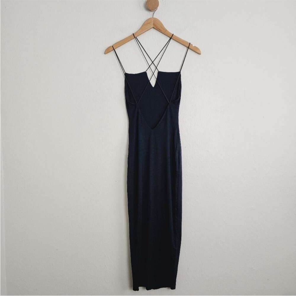 NEW Ser.O.Ya by Retrofete Brogan Black Jersey Bodycon Crisscross Strappy Dress